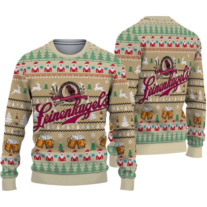 3d Leinenkagels Ugly Sweater Beer Drinking Christmas — Chandails pour hommes