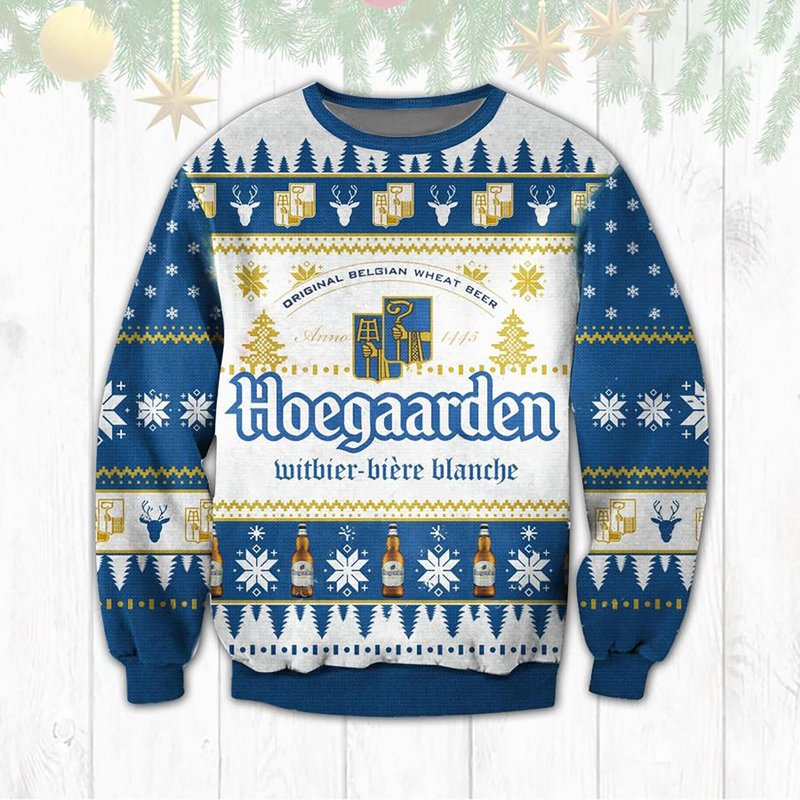 3d Hoegaarden Ugly Sweater Beer Drinking — Chandails pour hommes