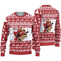 3d Karate Santa Merry Kick Mas Ugly Sweater