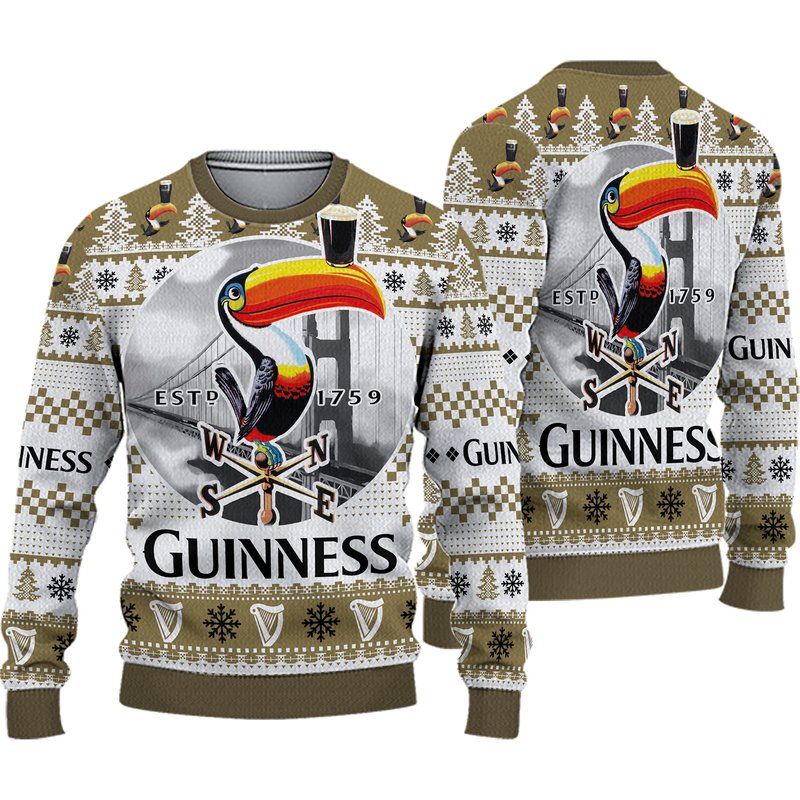 3d Guinness Ugly Sweater Beer Drinking Christmas — Chandails pour hommes