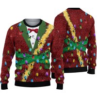 3d Christmas Light Red Glitter Full Printed Ugly Christmas Sweater Shirt