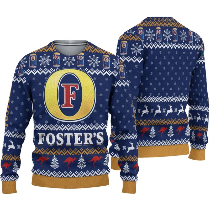 3d Fosters Beer Ugly Sweater Christmas — Chandails pour hommes