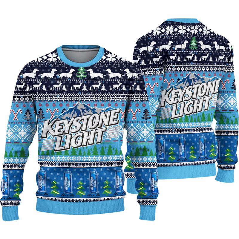 Keystone Light Moutain Beer Ugly Sweater Christmas — Chandails pour hommes