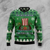 3d Amazing Viking Boat Valhalla La La Ugly Christmas — Chandails pour hommes