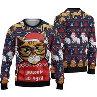 3d Cat Look So Ugly Christmas Sweater