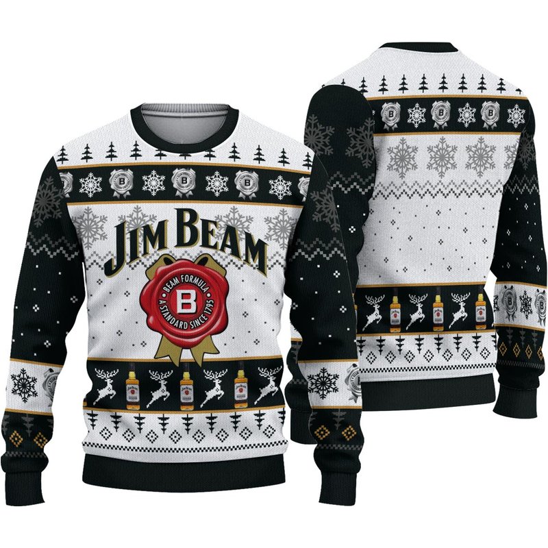 3d Jim Beam Whiskey 1795 Ugly Sweater Christmas — Chandails pour hommes