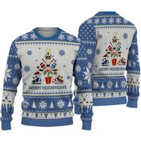 3d Hockey Blue Christmas Tree Ugly Sweater