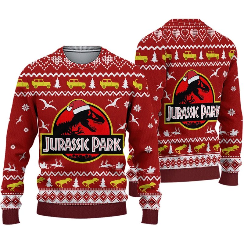 Jurassic Park 3d Christmas Ugly Sweater — Chandails pour hommes