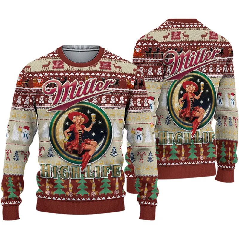 3d Miller Highlife Beer Sweater Christmas — Chandails pour hommes