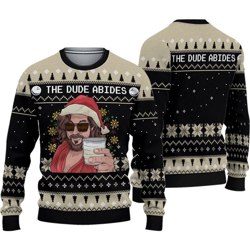 The Dude Abide For Goodness Sake Ugly Christmas Sweater — Chandails pour hommes