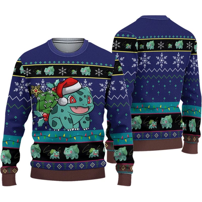 Bulbasaur Merry Christmas Ugly Sweater 3d — Chandails pour hommes