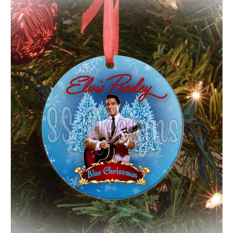 Elvis Blue Christmas, Christmas Tree Ornament — Ornements