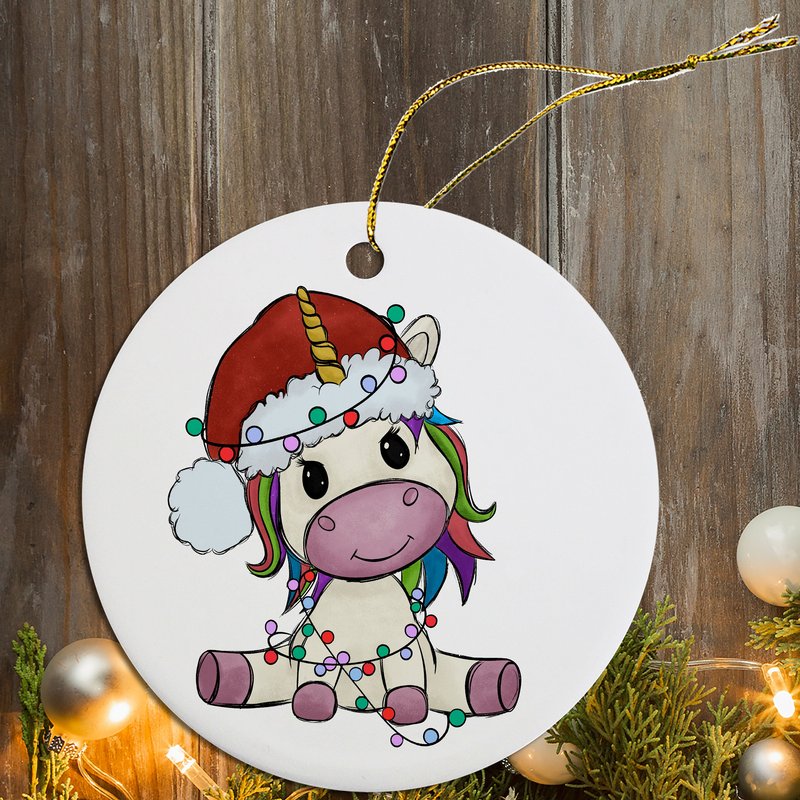 Christmas Ornament, Cute Christmas Unicorn — Ornements