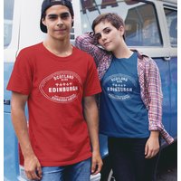 Edinburgh Scotland Passport Stamp Vacation Travel Souvenir T-shirt — T-shirts pour hommes
