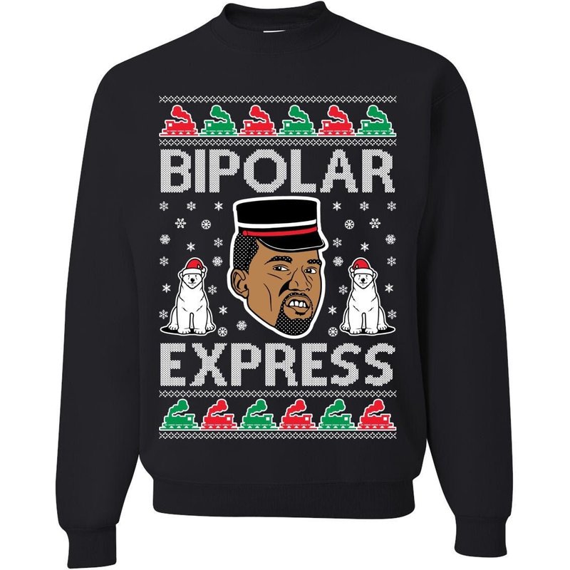 Kanye Bipolar Express Ugly Christmas Sweater Unisex Crewneck Graphic Sweatshirt — Sweats à capuche pour hommes