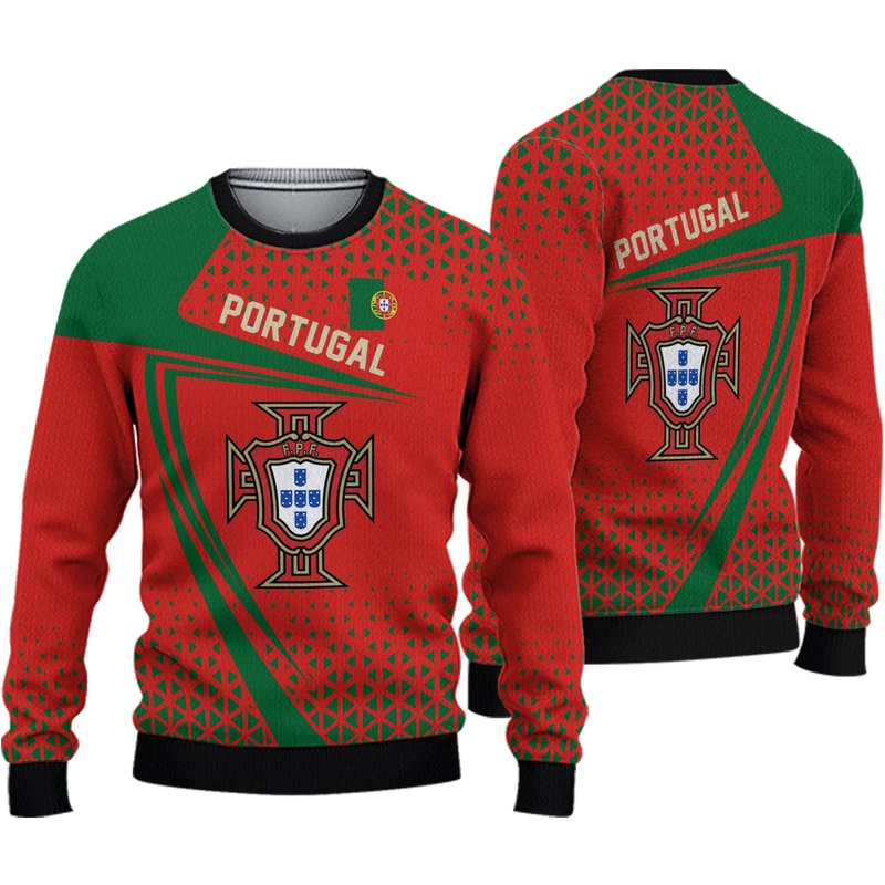 Portugal Flag Pattern Sport Soccer Team 3d Sweater — Chandails pour hommes