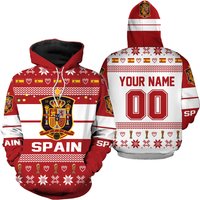 Spain National Team, Personalized Custom Name Number, Qatar World Cup 2022 3d Hoodie — Sweats à capuche pour hommes
