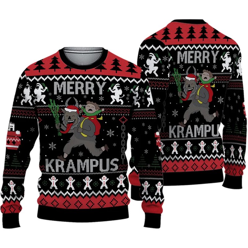Krampus Ugly Knitted Christmas 3d Sweater — Chandails pour hommes