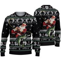 Santa Claus Fishing Ugly Christmas Sweater