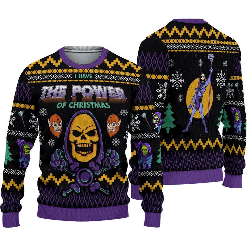 The Power Of Christmas Skeletor Ugly Christmas Ugly Sweater — Chandails pour hommes