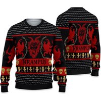 Krampus Ugly Knitted Christmas Sweatshirt — Mens Sweaters