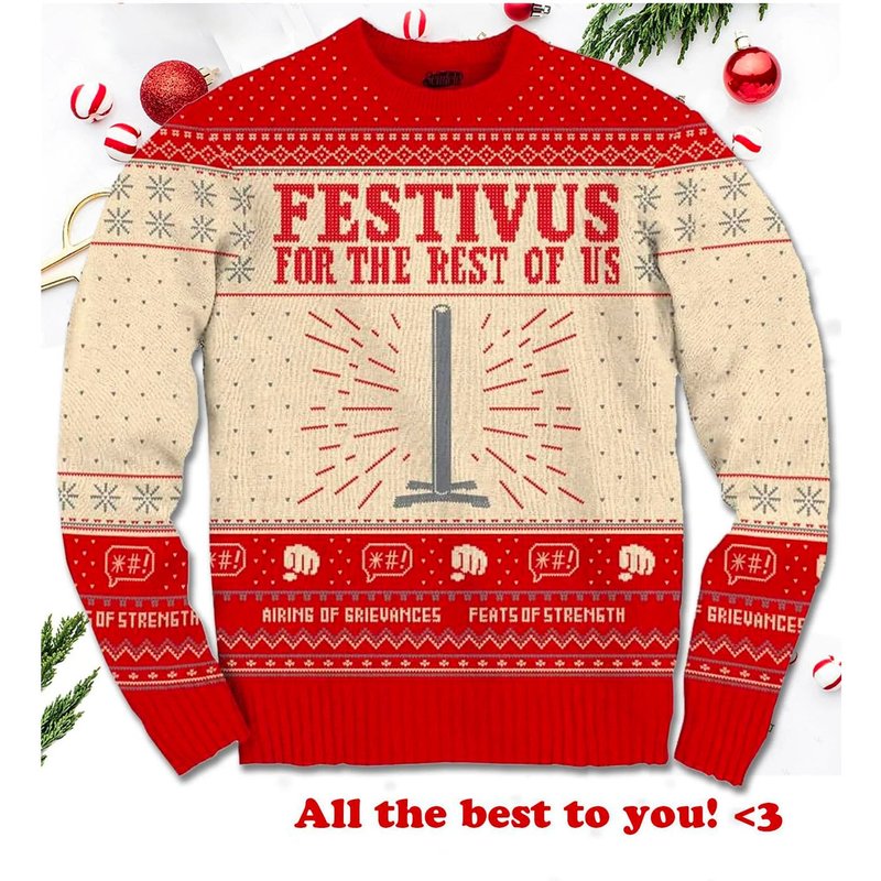 Festivusseinfeld Movie Love Ugly Christmas Knitted Sweater — Chandails pour hommes