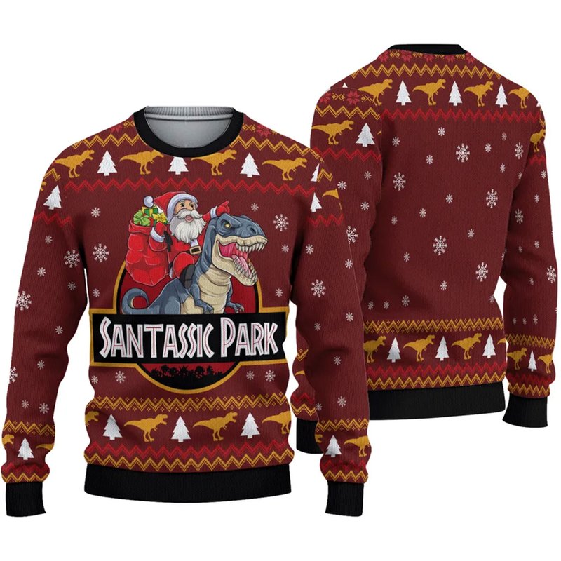 Santassic Park Ugly Christmas Sweater — Mens Sweaters
