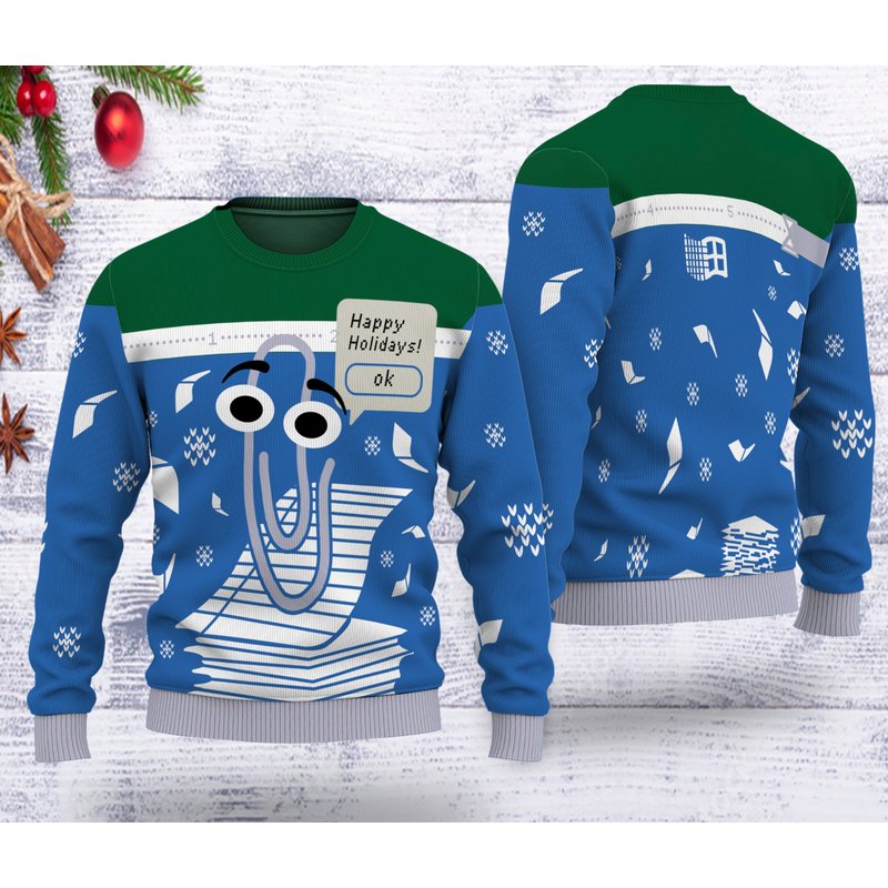 Christmas Clippy Ugly 3d Sweater — Mens Sweaters
