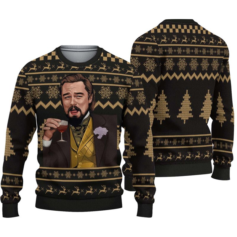Leo-dicaprio Ugly Christmas 3d Sweater — Mens Sweaters
