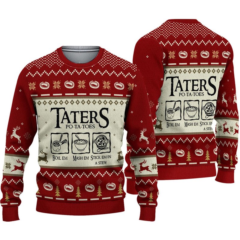Taters Potatoes Ugly Christmas Sweater — Chandails pour hommes