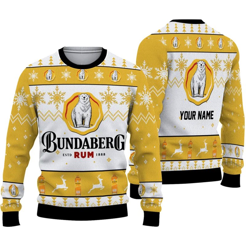 Personalized Bundaberg Rum Ugly Christmas Sweater — Chandails pour hommes