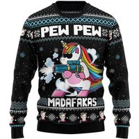 Unicorn Pew Pew Ugly Christmas Sweater - Fun Design