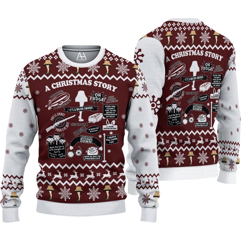 A Christmas Story Ugly Christmas Knitted Sweater — Chandails pour hommes