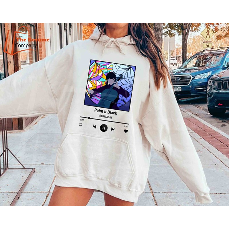 Wednesday Cello Hoodie, Paint It Black Cover Hoodie, Wednesday Addams Hoodie — Sweats à capuche pour hommes