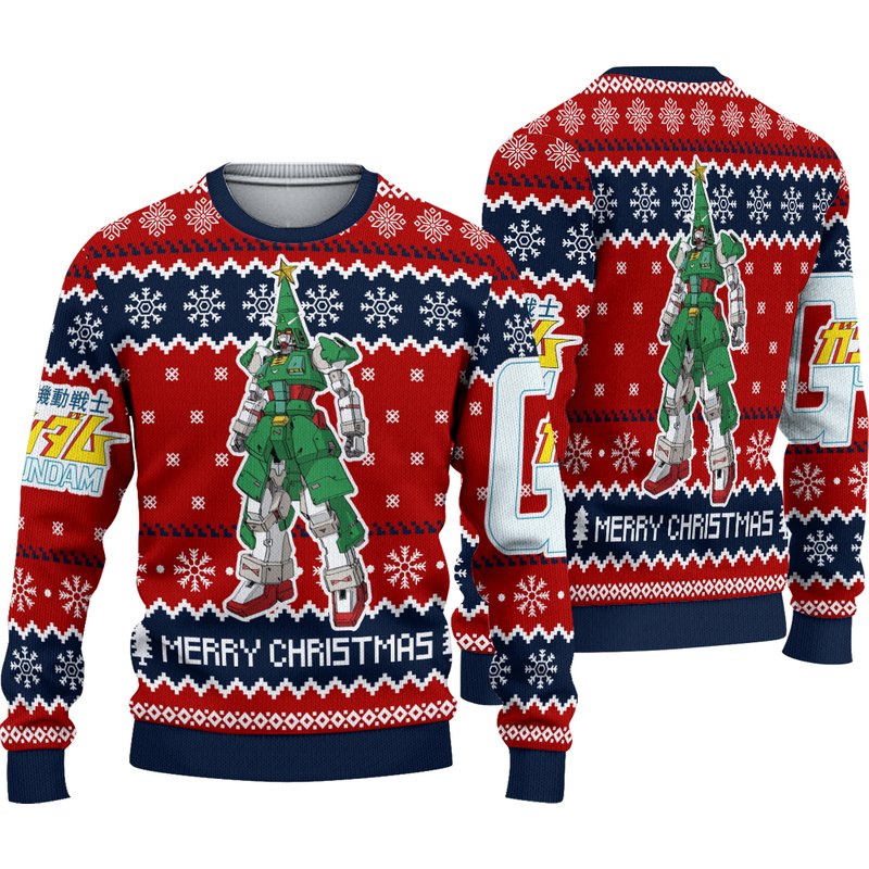 Gundam Ugly Knitted Christmas Sweater — Chandails pour hommes