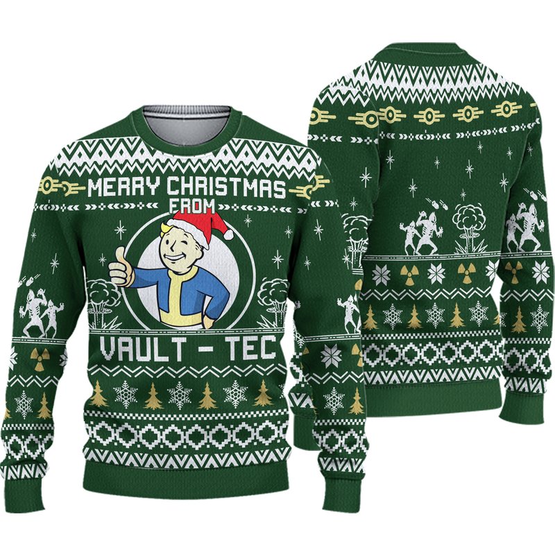 Merry Christmas From Vault Tec Fallout Ugly Knitted Christmas Sweater — Chandails pour hommes