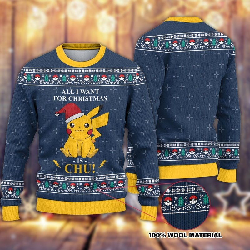All I Want For Christmas Is Chu Ugly Knitted Christmas Sweater — Chandails pour hommes