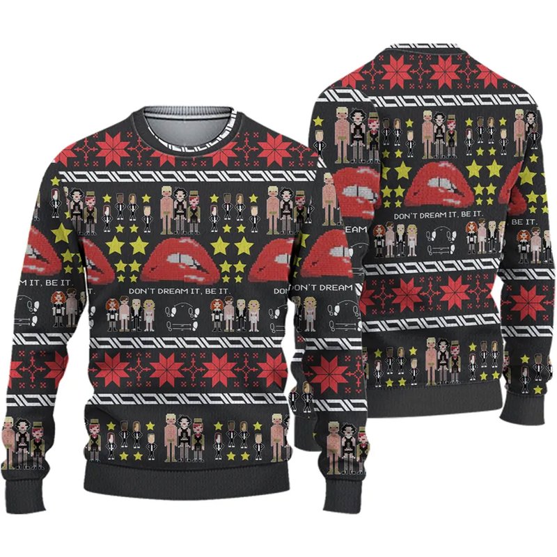 Don't Dream It Be It Rocky Horror Ugly Knitted Christmas Sweater — Chandails pour hommes