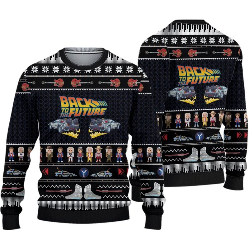 Back To The Future Ugly Knitted Christmas Sweater — Chandails pour hommes