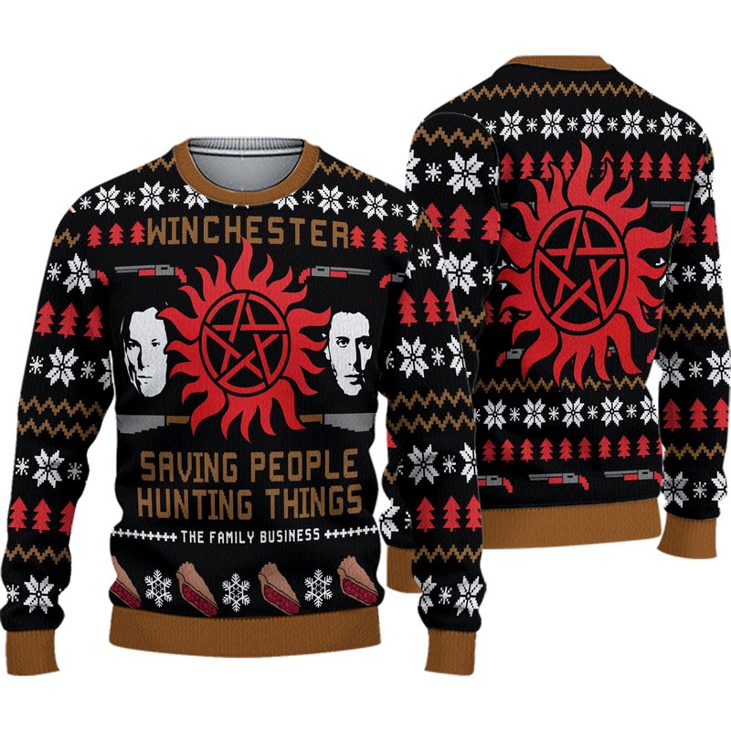 Dean Winchester Supernatural Ugly Christmas Ugly Sweater — Chandails pour hommes