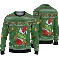 Grinch Christmas Wool Ugly Knitted Christmas Sweatshirt — Mens Sweaters