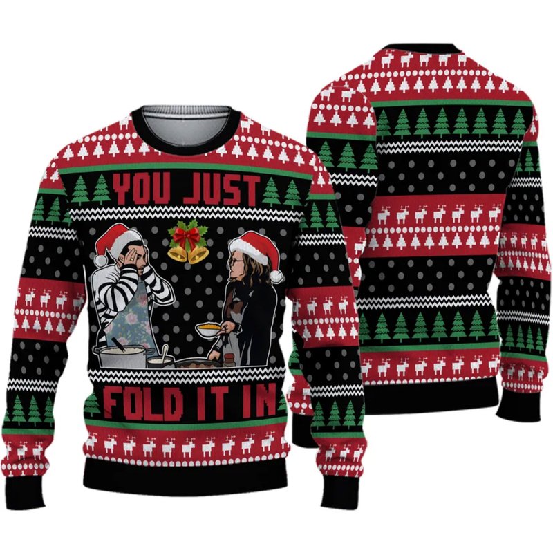 Fold The Cheese David Rose Ugly Knitted Christmas 3d Sweater — Chandails pour hommes