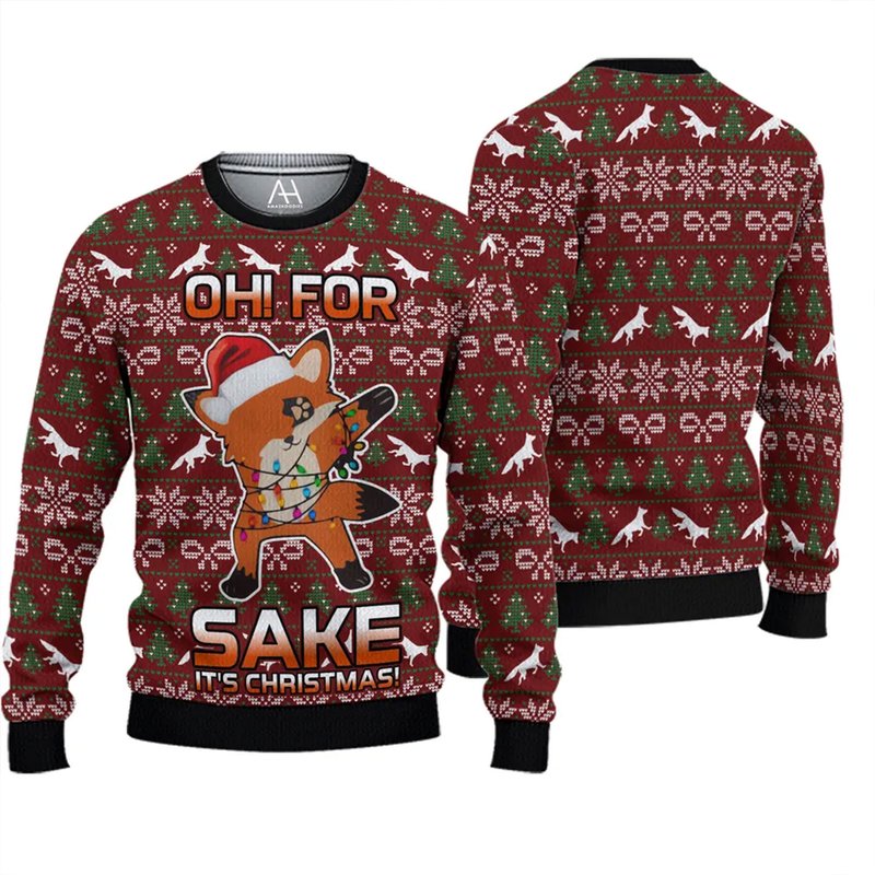Oh For Sake Fox Ugly Christmas Sweater — Chandails pour hommes