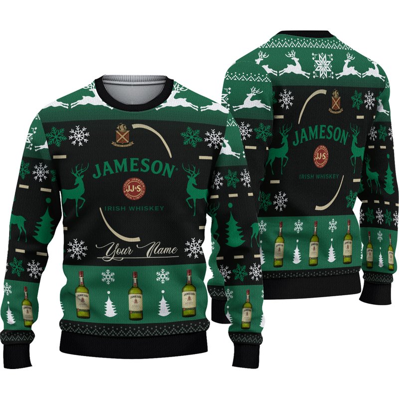 Personalized Sweety Jameson Whiskey Christmas Ugly Sweater — Chandails pour hommes