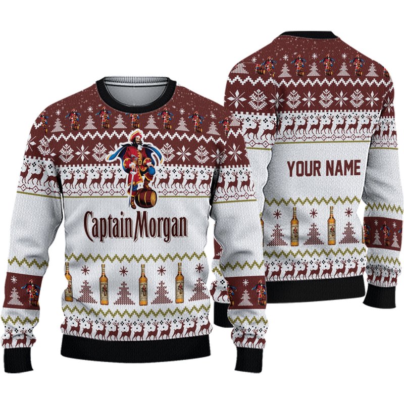Personalized Captain Morgan Spirit Christmas Ugly Sweater — Chandails pour hommes