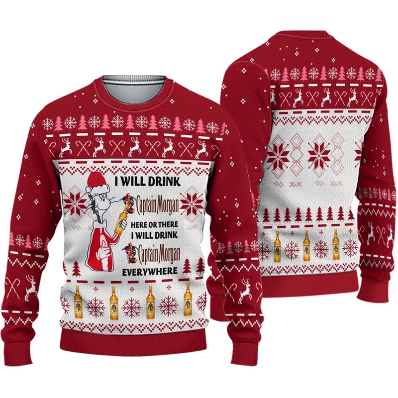 I Will Drink Captain Morgan Everywhere Christmas Ugly Sweater — Chandails pour hommes