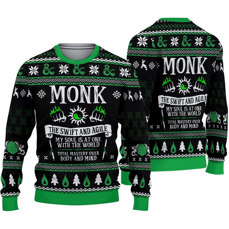 Dns Classes Monk Ugly Christmas Sweater — Mens Sweaters