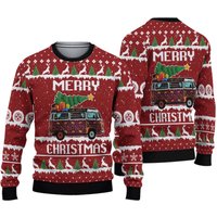 Hippie Car Merry Christmas Ugly Christmas Sweater
