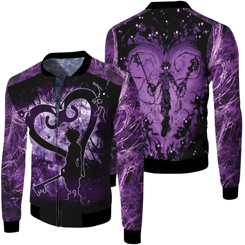 Sora Heartless Kingdom Hearts Shadow Purple 3d Fleece Bomber Jacket — Blousons et vestes légères