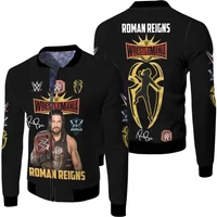 Roman Reigns Wrestlemania Wwed Legend Signed For Fan 3d Fleece Bomber Jacket